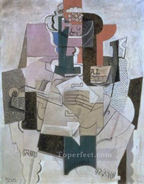 Abstracto famoso Painting - Compotier Violín Bouteille 1914 Cubismo